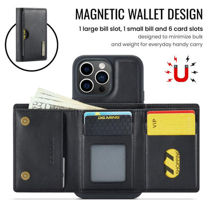 DG.MING M6 Series RFID Tri-fold Card Bag Removable Leather Phone Case, For iPhone 14 Pro Max, For iPhone 13 Pro Max, For iPhone 13 Pro, For iPhone 13