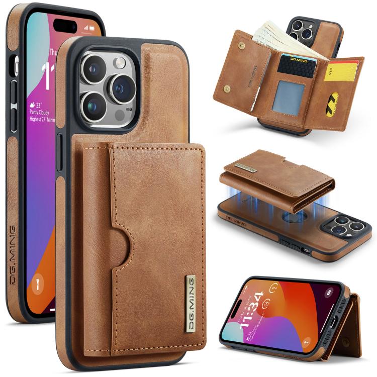 DG.MING M6 Series RFID Tri-fold Card Bag Removable Leather Phone Case, For iPhone 14 Pro Max, For iPhone 13 Pro Max, For iPhone 13 Pro, For iPhone 13