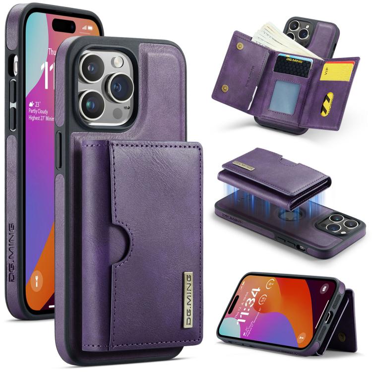 DG.MING M6 Series RFID Tri-fold Card Bag Removable Leather Phone Case, For iPhone 14 Pro Max, For iPhone 13 Pro Max, For iPhone 13 Pro, For iPhone 13