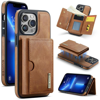 DG.MING M6 Series RFID Tri-fold Card Bag Removable Leather Phone Case, For iPhone 14 Pro Max, For iPhone 13 Pro Max, For iPhone 13 Pro, For iPhone 13