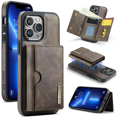 DG.MING M6 Series RFID Tri-fold Card Bag Removable Leather Phone Case, For iPhone 14 Pro Max, For iPhone 13 Pro Max, For iPhone 13 Pro, For iPhone 13