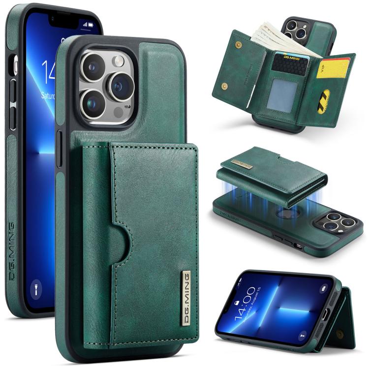 DG.MING M6 Series RFID Tri-fold Card Bag Removable Leather Phone Case, For iPhone 14 Pro Max, For iPhone 13 Pro Max, For iPhone 13 Pro, For iPhone 13