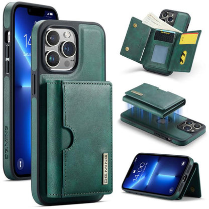 DG.MING M6 Series RFID Tri-fold Card Bag Removable Leather Phone Case, For iPhone 14 Pro Max, For iPhone 13 Pro Max, For iPhone 13 Pro, For iPhone 13