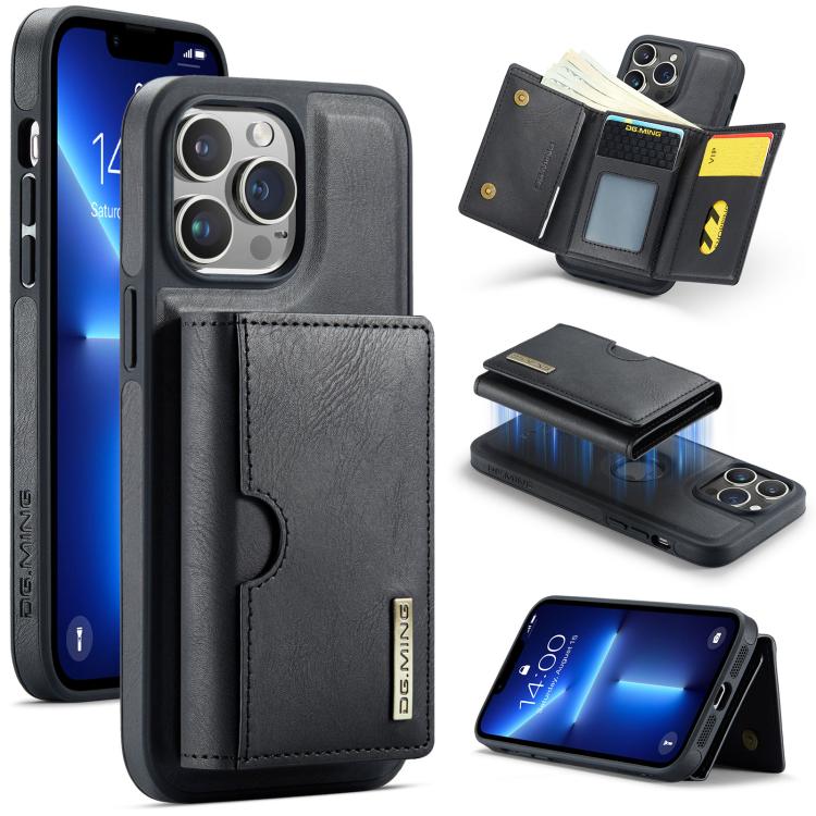 DG.MING M6 Series RFID Tri-fold Card Bag Removable Leather Phone Case, For iPhone 14 Pro Max, For iPhone 13 Pro Max, For iPhone 13 Pro, For iPhone 13