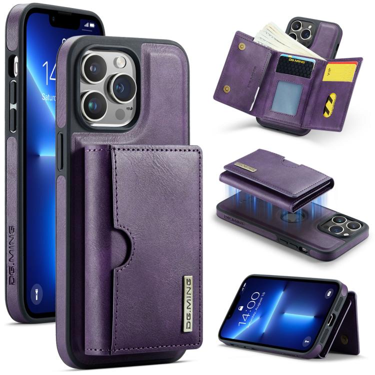 DG.MING M6 Series RFID Tri-fold Card Bag Removable Leather Phone Case, For iPhone 14 Pro Max, For iPhone 13 Pro Max, For iPhone 13 Pro, For iPhone 13