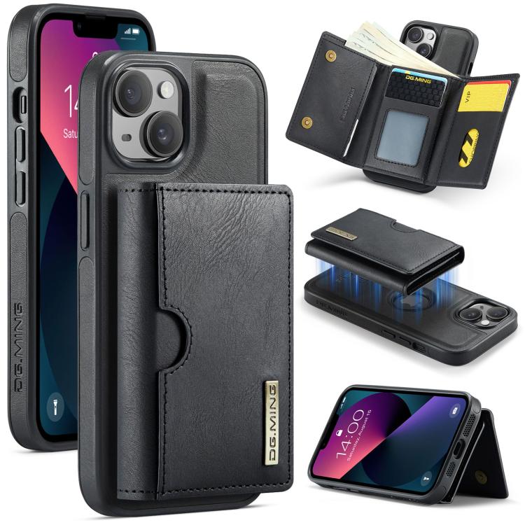 DG.MING M6 Series RFID Tri-fold Card Bag Removable Leather Phone Case, For iPhone 14 Pro Max, For iPhone 13 Pro Max, For iPhone 13 Pro, For iPhone 13