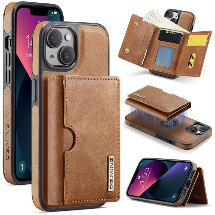 DG.MING M6 Series RFID Tri-fold Card Bag Removable Leather Phone Case, For iPhone 14 Pro Max, For iPhone 13 Pro Max, For iPhone 13 Pro, For iPhone 13