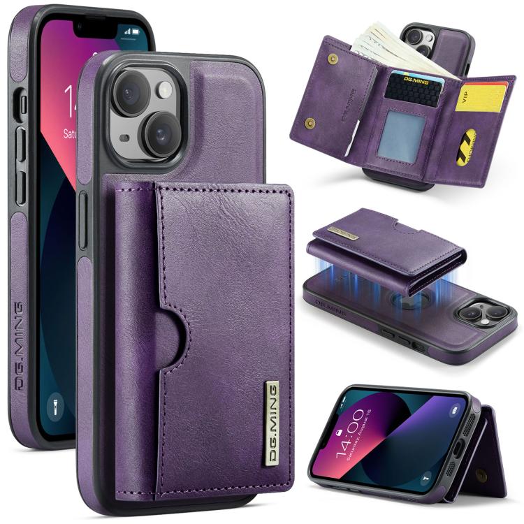 DG.MING M6 Series RFID Tri-fold Card Bag Removable Leather Phone Case, For iPhone 14 Pro Max, For iPhone 13 Pro Max, For iPhone 13 Pro, For iPhone 13