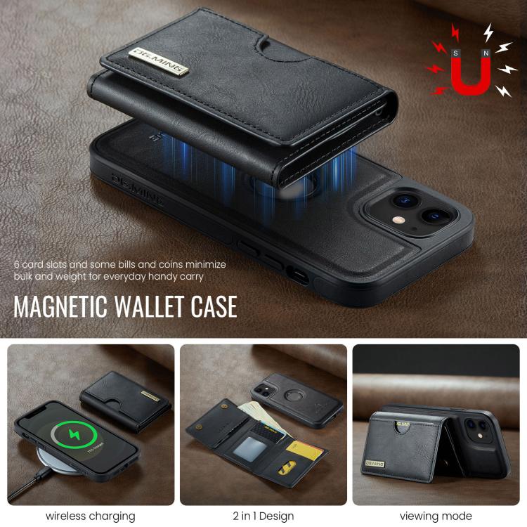 DG.MING M6 Series RFID Tri-fold Card Bag Removable Leather Phone Case, For iPhone 12, For iPhone 12 Pro Max, For iPhone 12 Pro, For iPhone 11 Pro Max