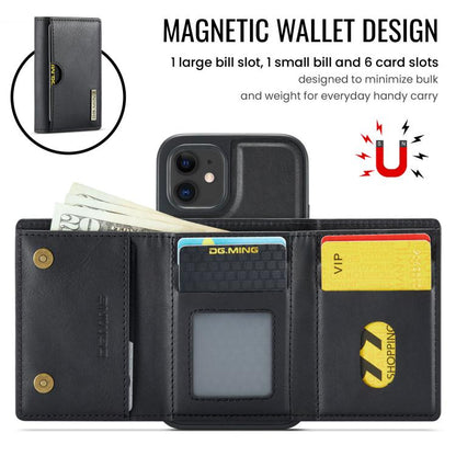 DG.MING M6 Series RFID Tri-fold Card Bag Removable Leather Phone Case, For iPhone 12, For iPhone 12 Pro Max, For iPhone 12 Pro, For iPhone 11 Pro Max