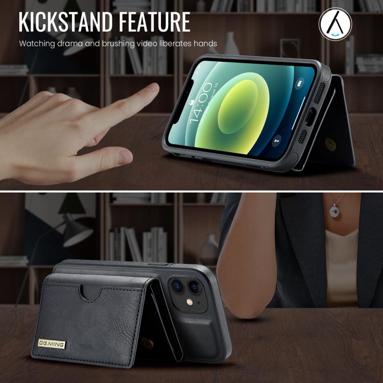 DG.MING M6 Series RFID Tri-fold Card Bag Removable Leather Phone Case, For iPhone 12, For iPhone 12 Pro Max, For iPhone 12 Pro, For iPhone 11 Pro Max