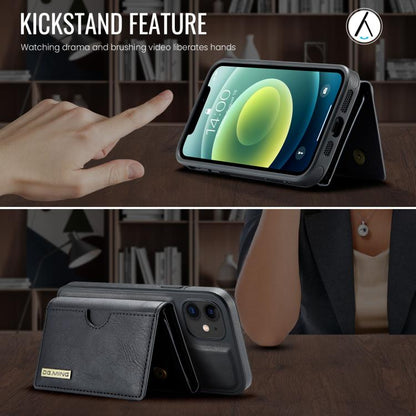 DG.MING M6 Series RFID Tri-fold Card Bag Removable Leather Phone Case, For iPhone 12, For iPhone 12 Pro Max, For iPhone 12 Pro, For iPhone 11 Pro Max