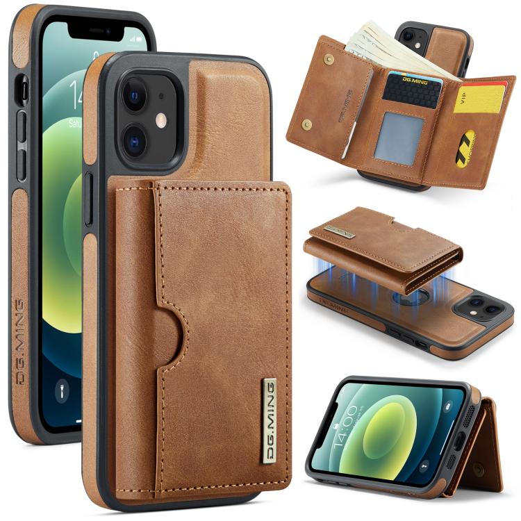 DG.MING M6 Series RFID Tri-fold Card Bag Removable Leather Phone Case, For iPhone 12, For iPhone 12 Pro Max, For iPhone 12 Pro, For iPhone 11 Pro Max