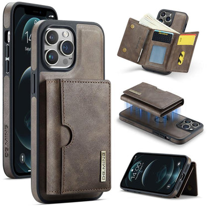 DG.MING M6 Series RFID Tri-fold Card Bag Removable Leather Phone Case, For iPhone 12, For iPhone 12 Pro Max, For iPhone 12 Pro, For iPhone 11 Pro Max