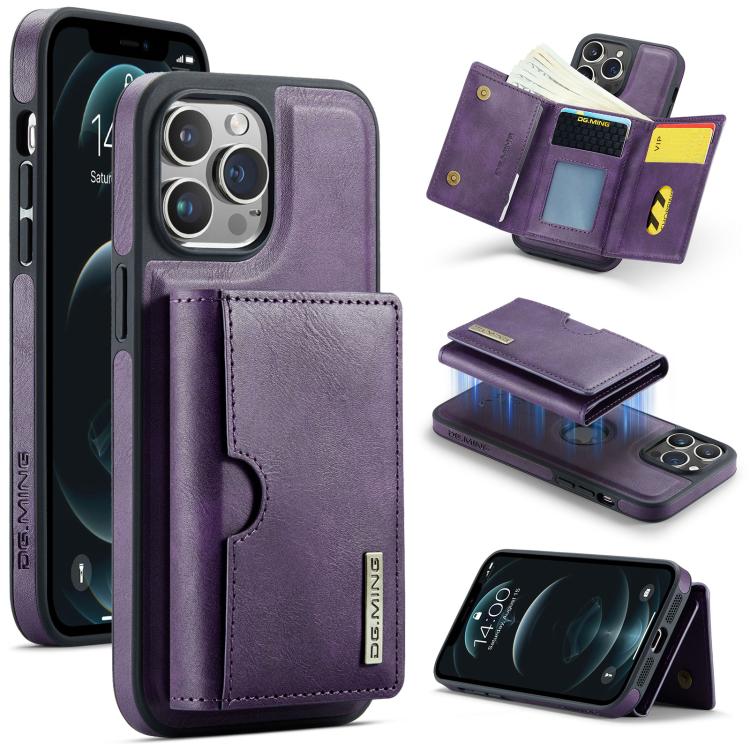 DG.MING M6 Series RFID Tri-fold Card Bag Removable Leather Phone Case, For iPhone 12, For iPhone 12 Pro Max, For iPhone 12 Pro, For iPhone 11 Pro Max