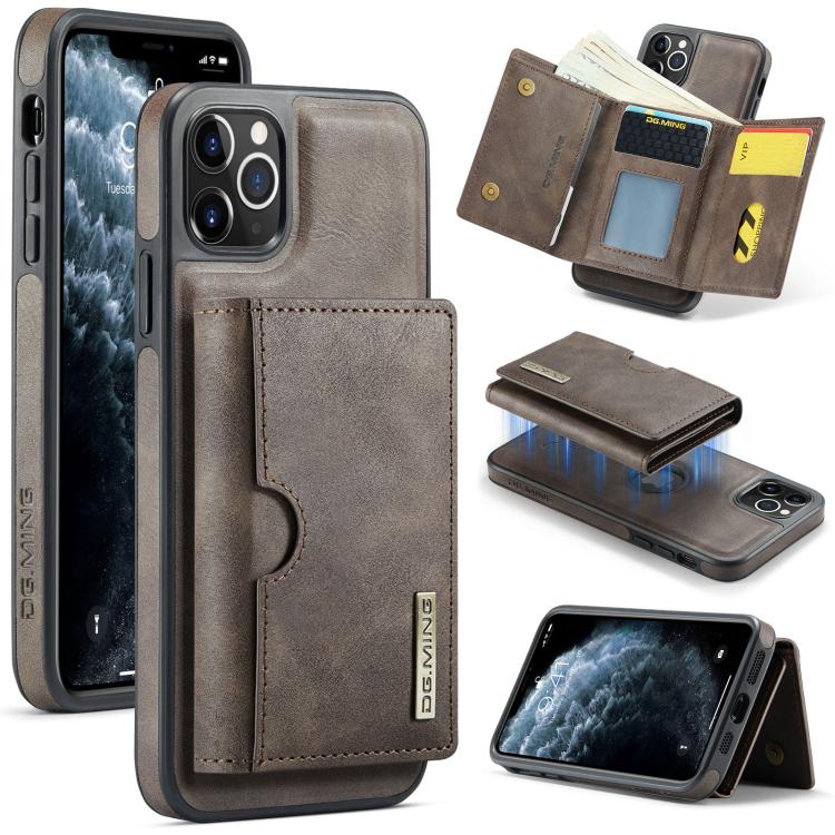 DG.MING M6 Series RFID Tri-fold Card Bag Removable Leather Phone Case, For iPhone 12, For iPhone 12 Pro Max, For iPhone 12 Pro, For iPhone 11 Pro Max