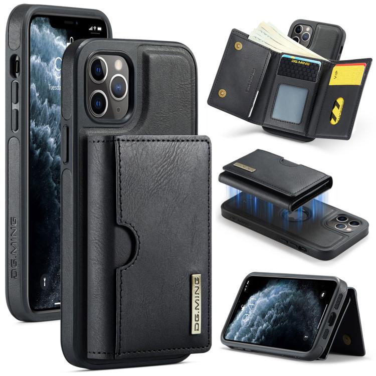 DG.MING M6 Series RFID Tri-fold Card Bag Removable Leather Phone Case, For iPhone 11, For iPhone 11 Pro