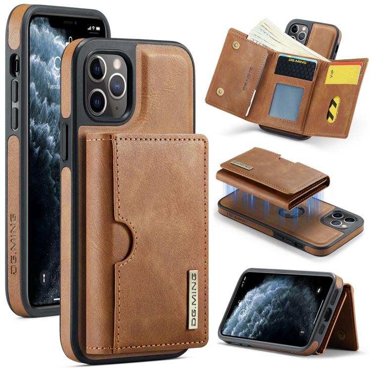 DG.MING M6 Series RFID Tri-fold Card Bag Removable Leather Phone Case, For iPhone 11, For iPhone 11 Pro