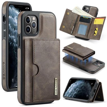 DG.MING M6 Series RFID Tri-fold Card Bag Removable Leather Phone Case, For iPhone 11, For iPhone 11 Pro