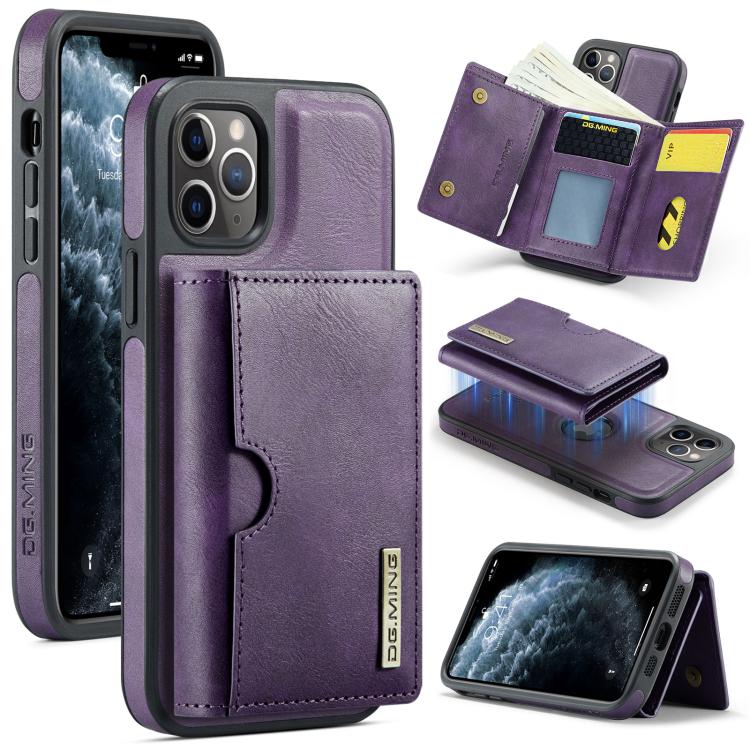 DG.MING M6 Series RFID Tri-fold Card Bag Removable Leather Phone Case, For iPhone 11, For iPhone 11 Pro