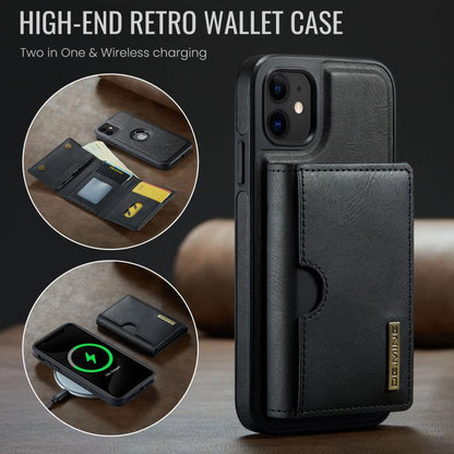 DG.MING M6 Series RFID Tri-fold Card Bag Removable Leather Phone Case, For iPhone 11, For iPhone 11 Pro