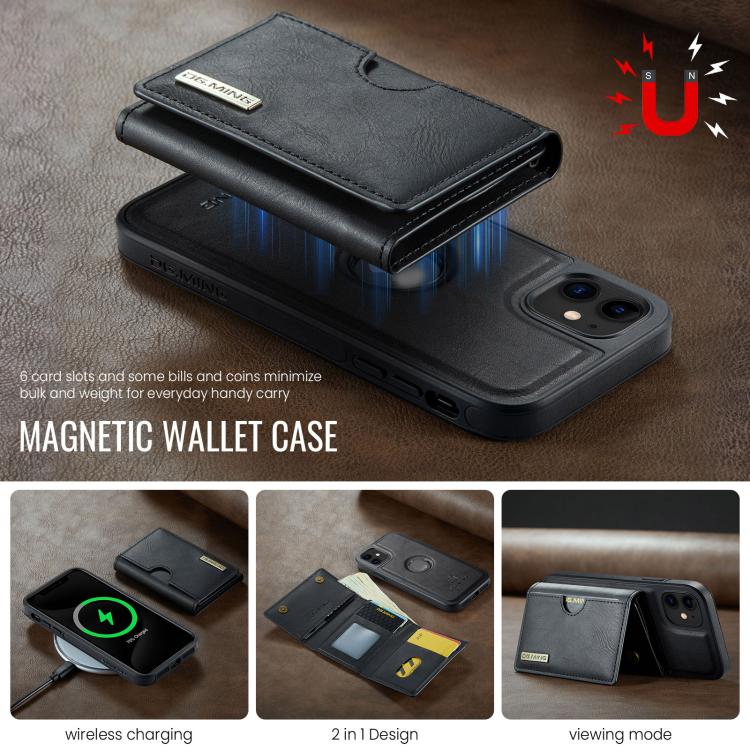 DG.MING M6 Series RFID Tri-fold Card Bag Removable Leather Phone Case, For iPhone 11, For iPhone 11 Pro