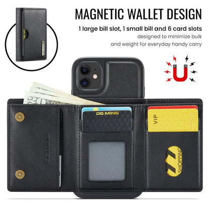 DG.MING M6 Series RFID Tri-fold Card Bag Removable Leather Phone Case, For iPhone 11, For iPhone 11 Pro