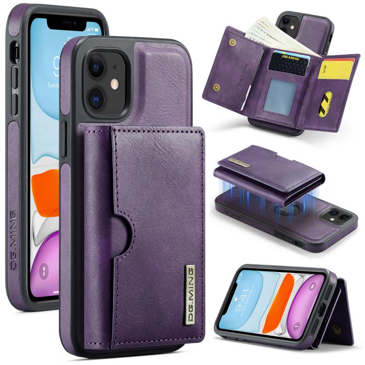 DG.MING M6 Series RFID Tri-fold Card Bag Removable Leather Phone Case, For iPhone 11, For iPhone 11 Pro