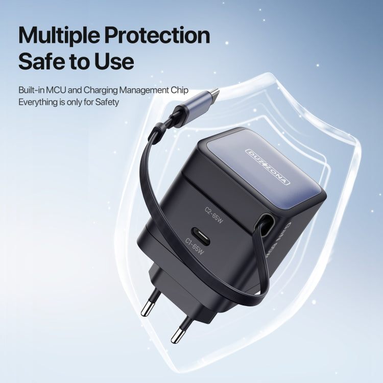 DUZZONA T10 PD 65W GaN Mini Type-C / USB-C Fast Charger with Cable