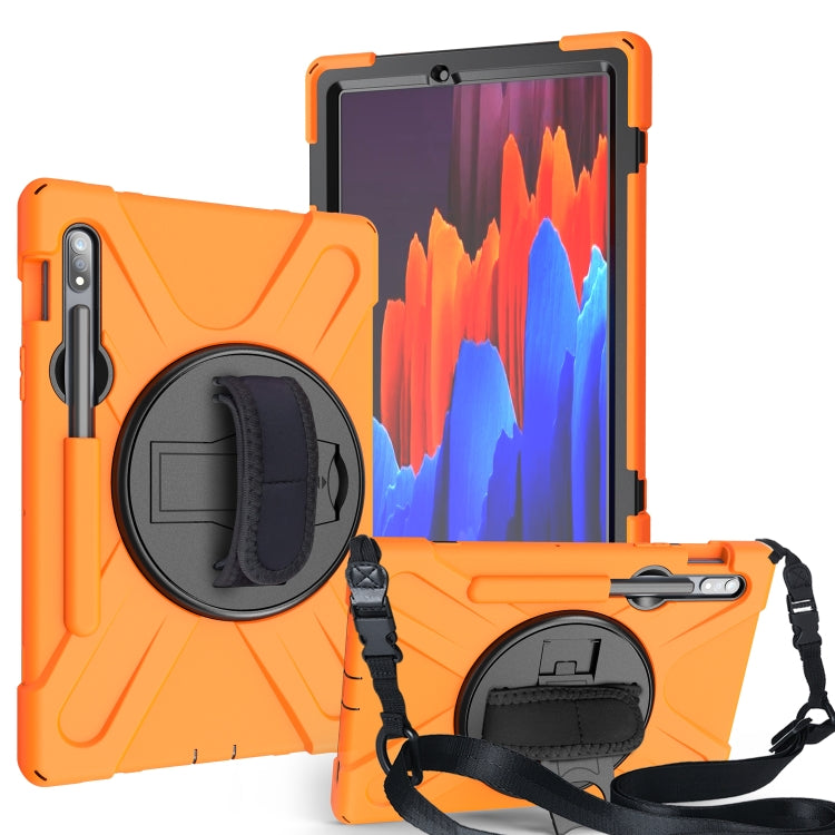 Shockproof Colorful Silicone + PC Protective Case with Holder & Shoulder Strap & Hand Strap & Pen Slot