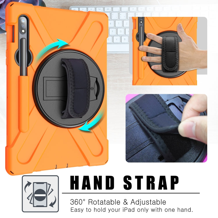 Shockproof Colorful Silicone + PC Protective Case with Holder & Shoulder Strap & Hand Strap & Pen Slot