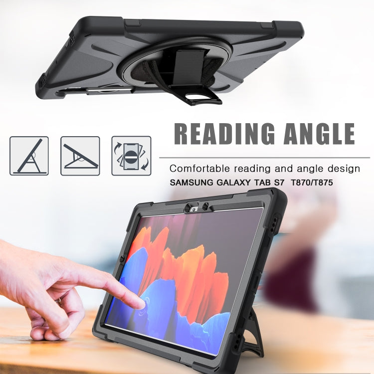 Shockproof Colorful Silicone + PC Protective Case with Holder & Shoulder Strap & Hand Strap & Pen Slot, For Samsung Galaxy Tab S8 / Galaxy Tab S7 (2020) T870