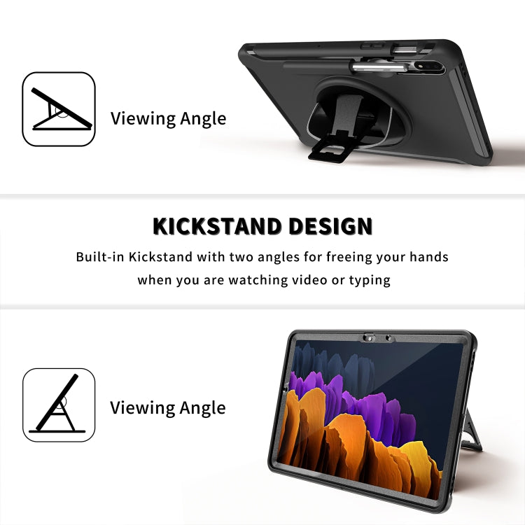 360 Degree Rotation PC+TPU Protective Cover with Holder & Hand Strap, For Samsung Galaxy Tab S8 / Galaxy Tab S7 (2020) T870
