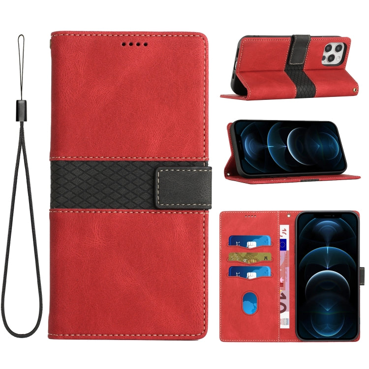 Grid Stitching Leather Phone Case with Lanyard, For iPhone 16 Pro, For iPhone 16 Plus, For iPhone 16, For iPhone 15 Pro Max, For iPhone 15 Pro, For iPhone 15 Plus