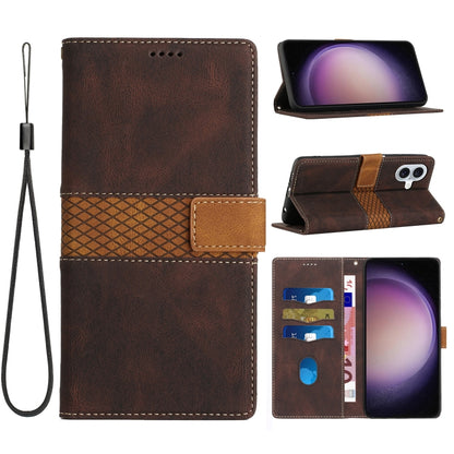 Grid Stitching Leather Phone Case with Lanyard, For iPhone 16 Pro, For iPhone 16 Plus, For iPhone 16, For iPhone 15 Pro Max, For iPhone 15 Pro, For iPhone 15 Plus