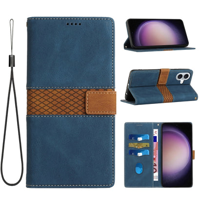 Grid Stitching Leather Phone Case with Lanyard, For iPhone 16 Pro, For iPhone 16 Plus, For iPhone 16, For iPhone 15 Pro Max, For iPhone 15 Pro, For iPhone 15 Plus