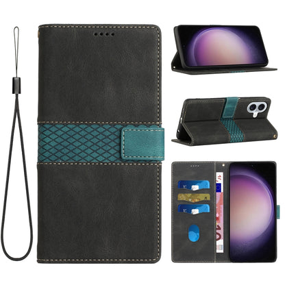 Grid Stitching Leather Phone Case with Lanyard, For iPhone 16 Pro, For iPhone 16 Plus, For iPhone 16, For iPhone 15 Pro Max, For iPhone 15 Pro, For iPhone 15 Plus