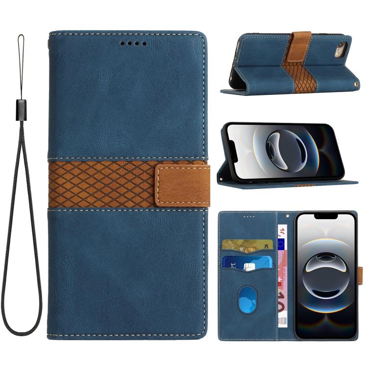 Grid Stitching Leather Phone Case with Lanyard, For iPhone 17e / 16e, For iPhone 17 Pro Max, For iPhone 17 Pro, For iPhone 17, For iPhone Air, For iPhone 16 Pro Max