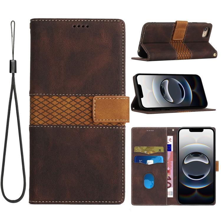 Grid Stitching Leather Phone Case with Lanyard, For iPhone 17e / 16e, For iPhone 17 Pro Max, For iPhone 17 Pro, For iPhone 17, For iPhone Air, For iPhone 16 Pro Max