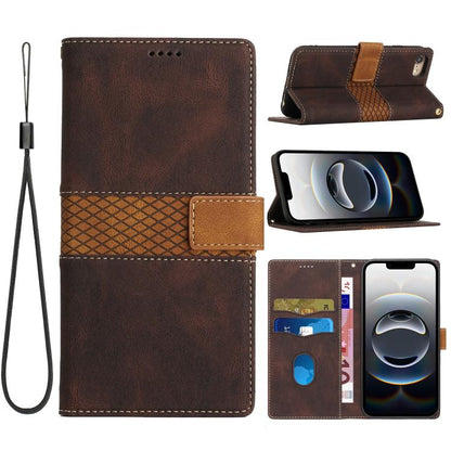 Grid Stitching Leather Phone Case with Lanyard, For iPhone 17e / 16e, For iPhone 17 Pro Max, For iPhone 17 Pro, For iPhone 17, For iPhone Air, For iPhone 16 Pro Max