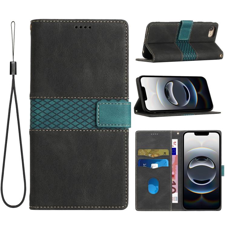 Grid Stitching Leather Phone Case with Lanyard, For iPhone 17e / 16e, For iPhone 17 Pro Max, For iPhone 17 Pro, For iPhone 17, For iPhone Air, For iPhone 16 Pro Max