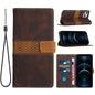 Grid Stitching Leather Phone Case with Lanyard, For iPhone 16 Pro, For iPhone 16 Plus, For iPhone 16, For iPhone 15 Pro Max, For iPhone 15 Pro, For iPhone 15 Plus