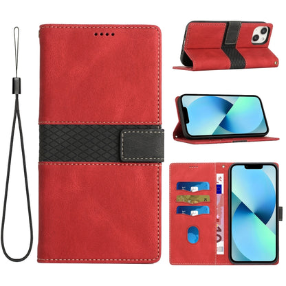Grid Stitching Leather Phone Case with Lanyard, For iPhone 15, For iPhone 14 Plus, For iPhone 14, For iPhone 14 Pro, For iPhone 14 Pro Max, For iPhone SE 2022 / 2020
