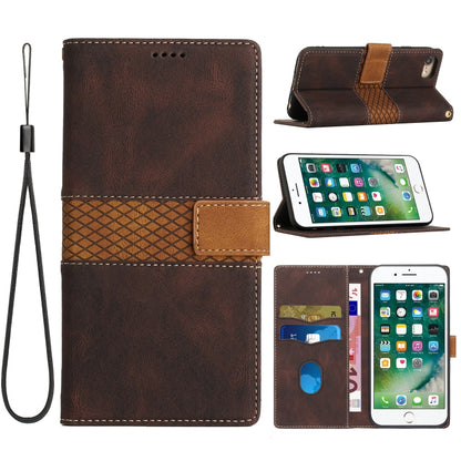 Grid Stitching Leather Phone Case with Lanyard, For iPhone 15, For iPhone 14 Plus, For iPhone 14, For iPhone 14 Pro, For iPhone 14 Pro Max, For iPhone SE 2022 / 2020