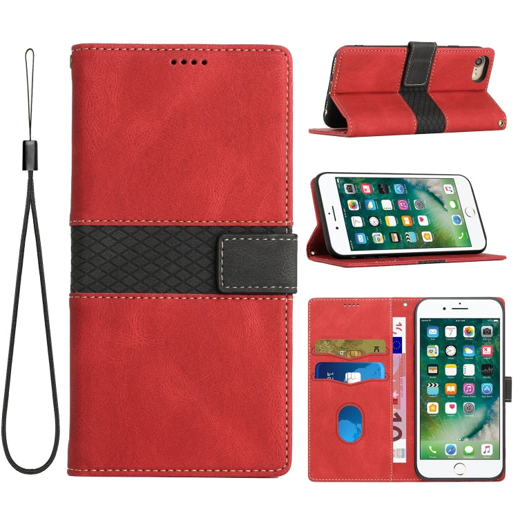 Grid Stitching Leather Phone Case with Lanyard, For iPhone 15, For iPhone 14 Plus, For iPhone 14, For iPhone 14 Pro, For iPhone 14 Pro Max, For iPhone SE 2022 / 2020