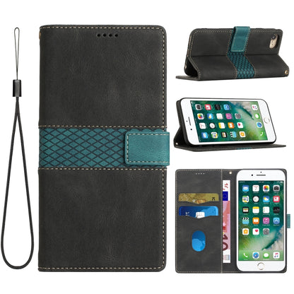 Grid Stitching Leather Phone Case with Lanyard, For iPhone 15, For iPhone 14 Plus, For iPhone 14, For iPhone 14 Pro, For iPhone 14 Pro Max, For iPhone SE 2022 / 2020