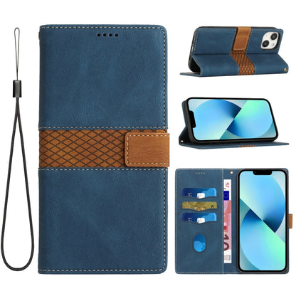 Grid Stitching Leather Phone Case with Lanyard, For iPhone 13 Pro Max, For iPhone 13 Pro, For iPhone 13, For iPhone 13 mini, For iPhone 12 / 12 Pro, For iPhone 12 Pro Max