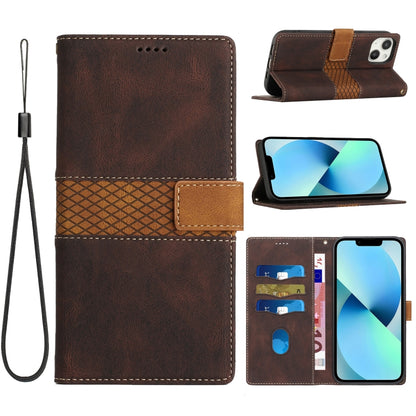 Grid Stitching Leather Phone Case with Lanyard, For iPhone 13 Pro Max, For iPhone 13 Pro, For iPhone 13, For iPhone 13 mini, For iPhone 12 / 12 Pro, For iPhone 12 Pro Max