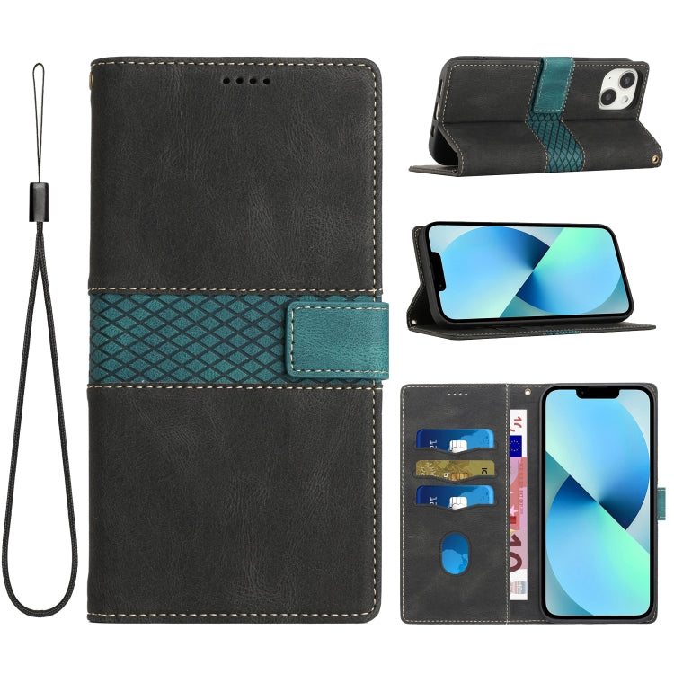 Grid Stitching Leather Phone Case with Lanyard, For iPhone 13 Pro Max, For iPhone 13 Pro, For iPhone 13, For iPhone 13 mini, For iPhone 12 / 12 Pro, For iPhone 12 Pro Max