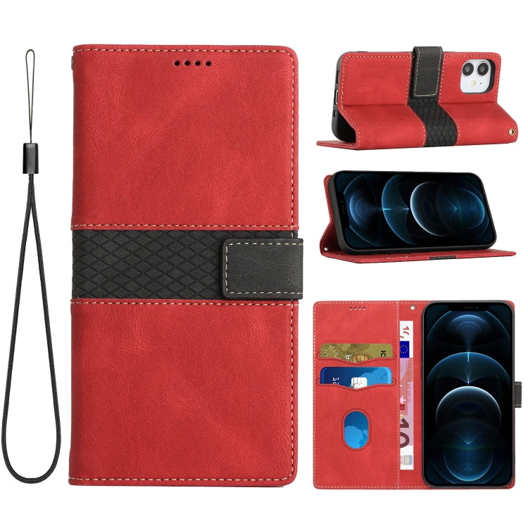Grid Stitching Leather Phone Case with Lanyard, For iPhone 12 mini, For iPhone 11 Pro Max, For iPhone 11, For iPhone 11 Pro, For iPhone XS / X, For iPhone XR